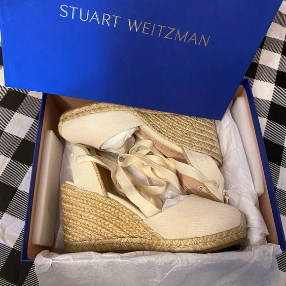 Stuart Weitzman strap wedge sandals sz 9 like new in box